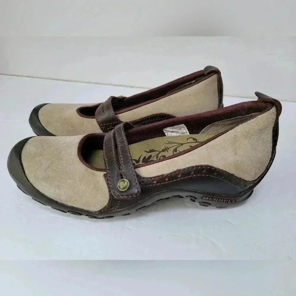 Merrell Plaza Bandeau Dark Taupe Mary Jane Suede Sandals Size 7 - Picture 1 of 5
